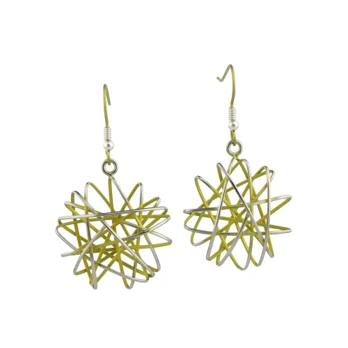 Round Cage Chaos Yellow Drop & Dangle Earrings